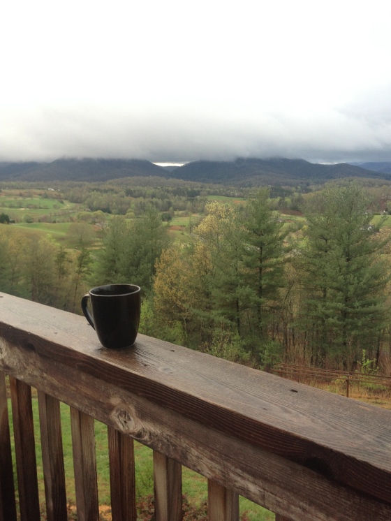 Coffee on the deck of my coworker's gorgeous mountain home in Hayesville, North Carolina.